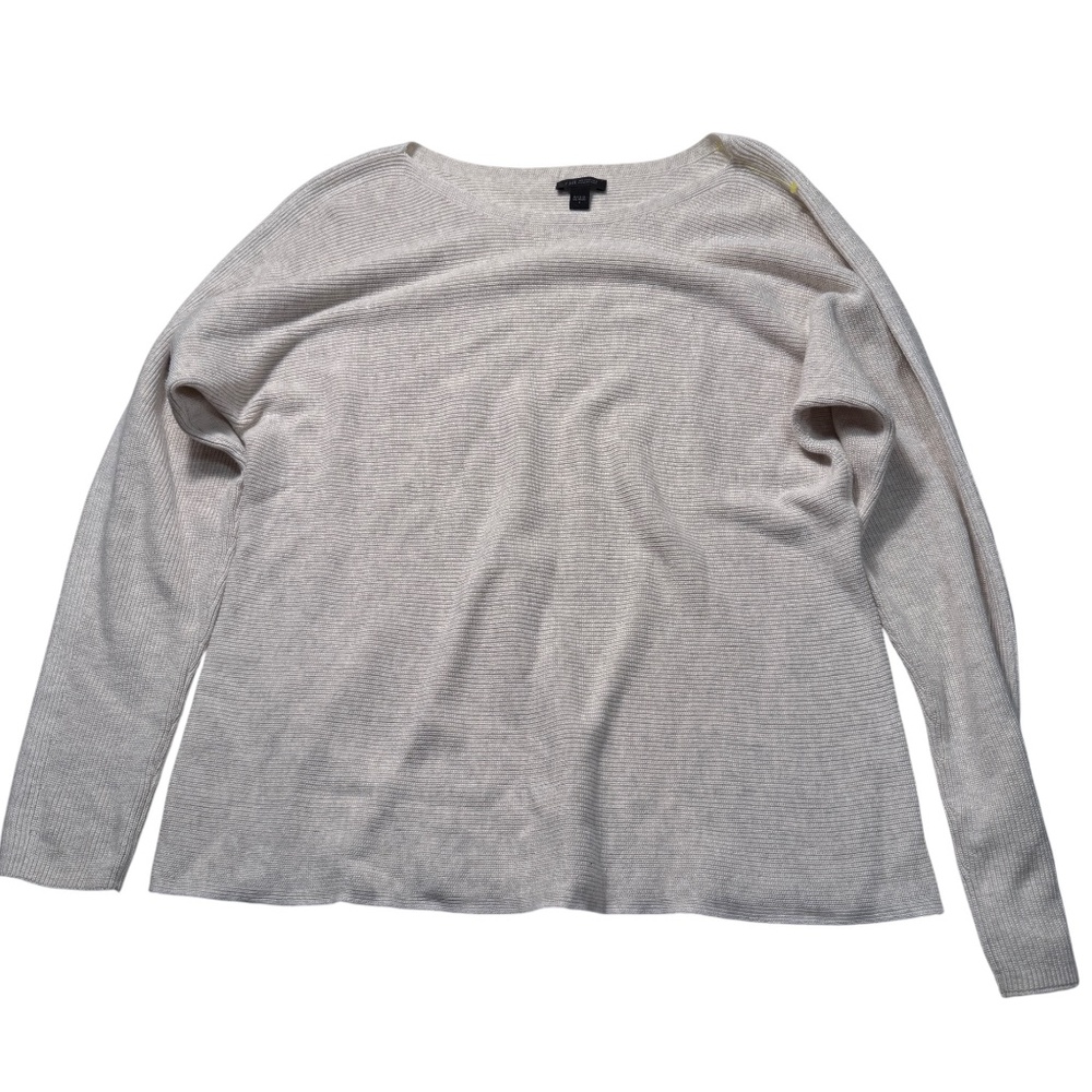 J.Jill Oatmeal Ribbed Crewneck Sweater Ivory Small
